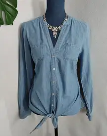 Candie's Lace Back Chambray Button Shirt