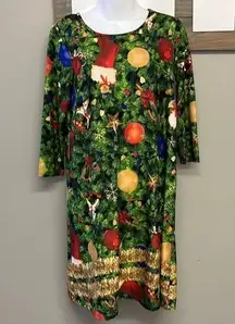 Dress Works Casual Christmas Tree with Ornaments Dress- Small