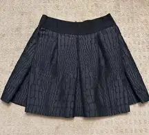 EUC Black Philosophy di Alberta Ferretti Croc Stitch Pattern Flare Skirt Sz 4