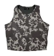 Crane‎ Crop Top Medium Gray Camo Sports Bra Built In Activewear