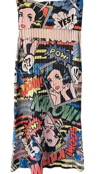 💋Casa Lee Skirt Multicolor‎ Graphic Print Pop Art Women’s Size Medium Y2K