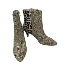 Matisse Moon Walkin Boots Beige Cowhair Leopard Print Heeled Size 8