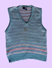 Vintage 80s / 90s Blue and pink knitted sweater vest 🔥