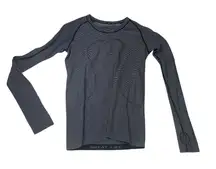 Lululemon size 10 swiftly tech long sleeve shirt Black White Striped Top