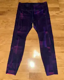 Brooks Women's Running Leggings Purple Geometric Activewear Size L No drawstring