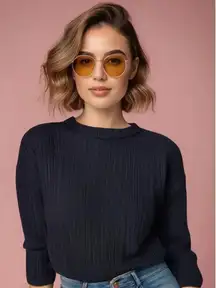 Universal Thread Women's‎ XL Black Ribbed Knit Pullover Crewneck Sweater