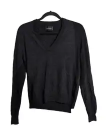 ZADIG & VOLTAIRE Dark Grey Merino Wool Charcoal Knit Pullover Long Sleeve Top M