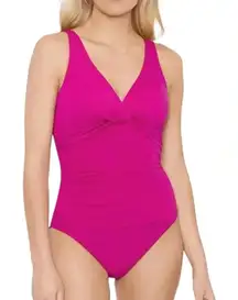 Lauren Ralph Lauren Beach Club Twisted One Piece Swimsuit Magenta Size 10 NWT