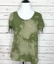 J.Crew  Custom Tie Dye Green Camo Bow Sleeve T-Shirt Small