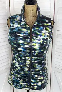 Tangerine Watercolor Down Filled Puffer Vest Black Multicolor Small