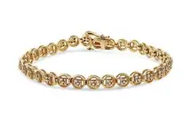 Sterling Silver 14K Yellow Gold Plated  Diamond Circle Tennis Bracelet