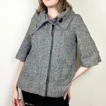 Vintage y2k Ambiance Apparel Grey Salt & Pepper Short Sleeve Pea Coat Size S