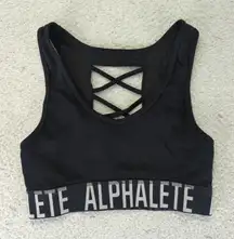 Alphalete Sports bra.‎ Black logo band women's size small