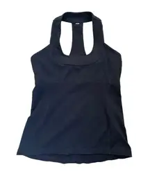 Lululemon Flow Y Black Built-in Bra Athletic Tank Top Womens Size 10