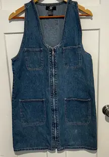 VTG RF Rafaela Jean Jumper Women's Medium Zip Front Sleeveless V-Neck Denim