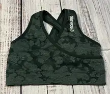 GYMSHARK Adapt camo seamless sports bra dark green