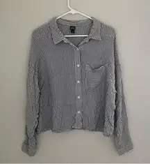 Women’s Wild Fable Classic Navy Blue and White Striped Long Sleeve Shirt