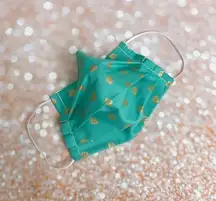 Turquoise Gold Metallic Strawberries Premium Cotton Face Mask 