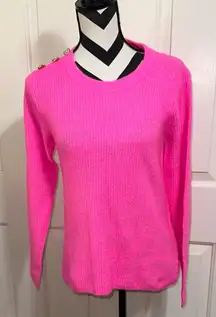 Lilly Pulitzer Morgen Bright Pink Sweater with Button Detail