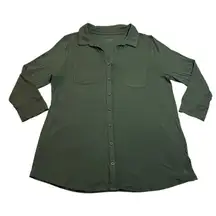 Merona Jersey Knit Button Up Tunic Shirt Size XL Minimalist Classic Casual