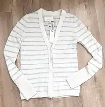 Ciri Striped 100% Cashmere Cardigan Sweater Size S NWT