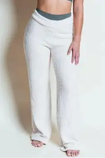 P'Tula The Plush Pant Cream Fuzzy Knit Straight Leg Pants M