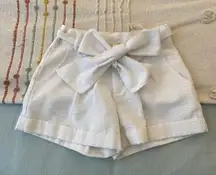 White Seersucker Bow Shorts