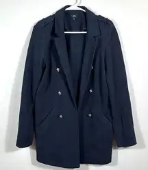 River Island  Navy Blue 100% Cotton Blazer Jacket Size 8