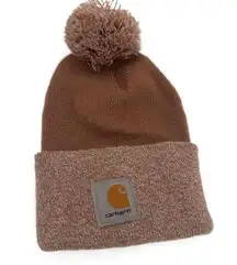 Carhartt Foldover Cuff Pom-Pom Logo Patch Two-Tone Beanie Size One Size Fits All