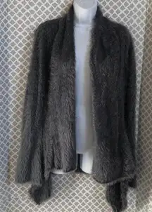 Super soft gray high low crochet‎ back Open Front cardigan Women’s Size M Medium