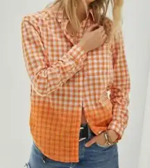 Anthropologie  PILCRO DEB RELAXED BUTTONDOWN SHIRT orange plaid metallic