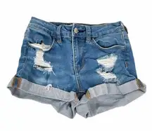 Pacsun Super Stretch Shortie Jean Shorts Blue Size 24