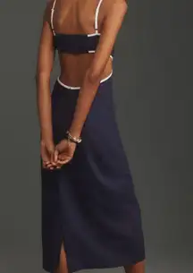 Maeve Navy Cut Out Dress with White Trim