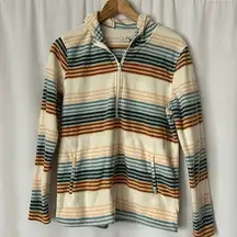 O’Neill Comfy Cream Striped Fleece Long Sleeve Hoodie Shirt Top **Size S**🦋🦋