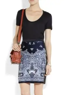 Clover Canyon  Printed Stretch Velvet Leather Skirt