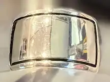 Sterling Silver Wide Band Ring High Polish Unique Design Size 9