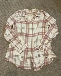 Thread & Supply White & Maude Plaid Button Down Long Sleeve Top M