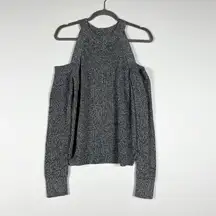 NEW Rag & Bone Dana Cotton Knit Cold Off The Shoulder Sweater Black White Small