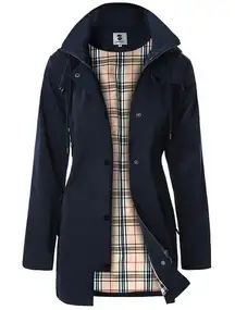 Saphirose Trench Black Windbreaker Jacket | Outdoor Raincoat Coat Small