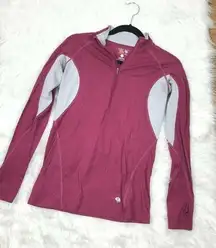 Mountain Hardwear Womens Pullover 1/4 Zip Long Sleeve Top Sm Pink Gray Light