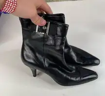 Enzo Angiolini Black Leather Ankle Boots Size 6