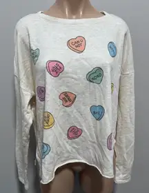 Phil Love Conversation Heart Valentine’s Day Sweatshirt Top Large