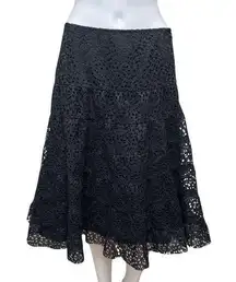 Drama Skirt Womens 6 Black Lace A-Line Minimalist Neutral Gothic Whimsygoth