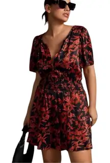 Anthropologie Somerset Romper Dark Floral Printed Satin XLP