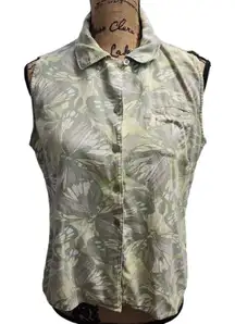 Woolrich Butterfly Print Sleeveless Button Down Top‎ Casual Shirt