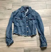 Zara trafaluc denim distressed jean jacket