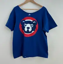 Chicago Cubs MLB Blue off the shoulder Tee