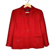 Kasper  Vintage Tweed Blazer Red Gold Hardware Fancy Buttons Size 10p