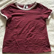 Divided  burgundy tee