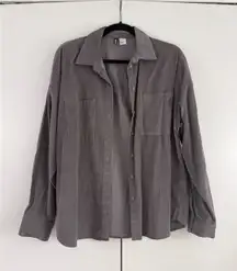 H&M Divided Corduroy Overshirt Jacket Gray Long Sleeve Button Up Women XS